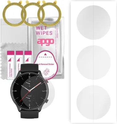 Produktbild von apgo 3 Stück Schutzfolie, klar, kompatibel mit Amazfit GTR 2 Sport Smartwatch, Hydrogel Displayschutzfolie mit Positionierhilfe, Displayfolie, robust und kratzfest