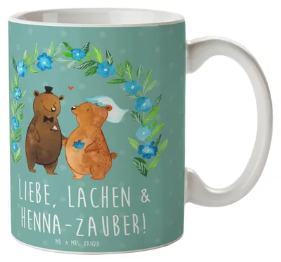 Produktbild von Mr. & Mrs. Panda Becher Henna-Abend Magie - Meeresbrise - Geschenk, Hochzeitsritual, Kaffeebecher, magischer Abend, Feier, Freunde, Tasse, Heirat, Bedruckte, Liebe