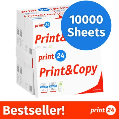 Zdjęcie produktu dla NOWOŚĆ: print24 Papier do drukarek i kopiarek, 10000 arkuszy, 20 x 500, A4, Premium, ekstra biały, CIE 160, Zwycięzca testów, Certyfikat PEFC