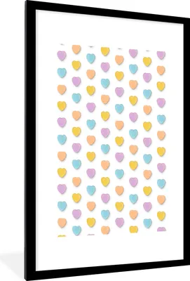 Produktbild von MuchoWow® MuchoWow® Gerahmtes Poster Herz - Muster - Pastell 60x90 cm - Poster mit zchwarzem Bilderrahmen - Dekoration - Wandposter Wohnzimmer - Hochwertig