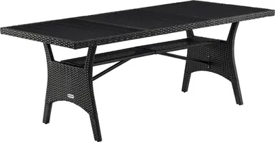 Produktbild von CASARIA® Polyrattan Gartentisch Schwarz 190x90x74cm mit Ablage WPC-Tischplatte Höhenverstellbar Holzoptik Wetterfest Garten Terrasse Esstisch Gartenmöbel