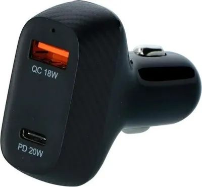 Produktbild von Carpoint 12/24V Doppeltem KFZ- schnell-ladegerät 20W USB-C + 18W USB-A 3.0