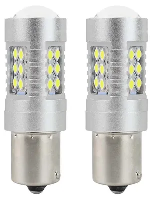 Produktbild von 2er-Set LED-Diodenlampen für Blinker, Brems- und Standlicht, CANBUS, 3030 24 SMD, 1156 BA15S P21W, 12–24 V, weißes Licht