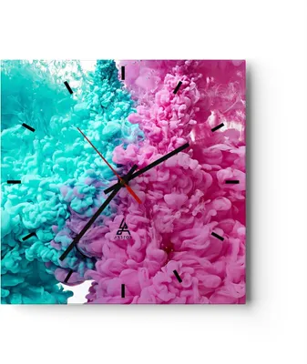 Produktbild von Wanduhr - Quadrat - Glasuhr - Abstraktion modern - 40x40cm - Schleichendes Uhrwerk - Lautlos - zum Aufhängen bereit - Dekoration Modern - Wanddekoration aus Glas - C3AC40x40-3908