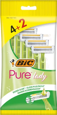 Produktbild von BIC Pure Lady 3-Klingen-Damenrasierer 1 Packung - 6 Stück (4 + 2 gratis)