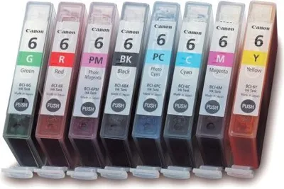 Image de 8 réservoirs d'encre Canon BCI-6, lot de 8, multipack de cartouches d'encre BK/C/M/Y/PC/PM/G/R