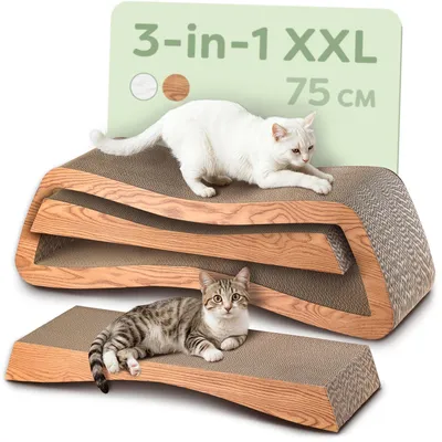 Produktbild von Knupis Katzenkratzmöbel XXL 75 cm - Robustes Karton für Kratzvergnügen und Möbelbewahrung (Bergbraun)