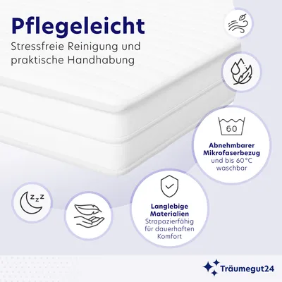 Produktbild von Ergonomische 7-Zonen Kaltschaummatratze - 13cm - H2&H3 - (80 x 200 cm) - Träumegut24