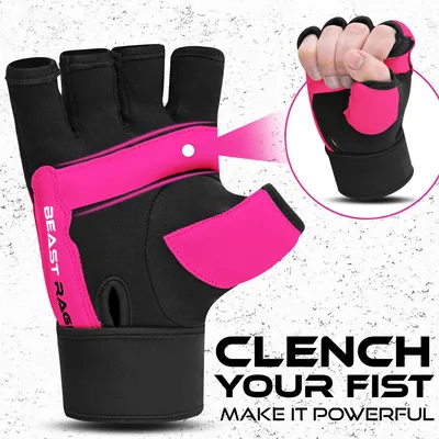 Image de Gants de boxe à demi-doigts, taille M, rose, pour l'entraînement et les combats d'entraînement