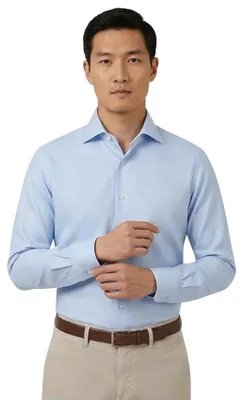 Produktbild von Profuomo blau zweilagiges Twill-Hemd Semi-wide-Kragen