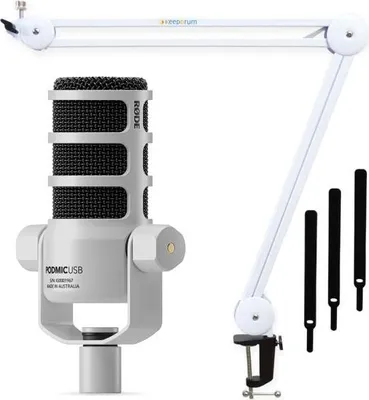 Produktbild von Rode Mikrofon Podmic USB Weiss mit Gelenkarm Weiss