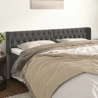 Produktbild von The Living Store Kopfteil mit Ohren Dunkelgrau 183x16x78/88 cm Samt