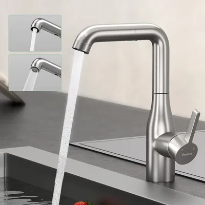 Produktbild von Mai & Mai Wasserhahn Küche Küchenarmatur mit Brause Ausziehbar, Küchenwasserhahn 360°Schwenkbar, Mischbatterie Spültischarmatur silber Turnix-04