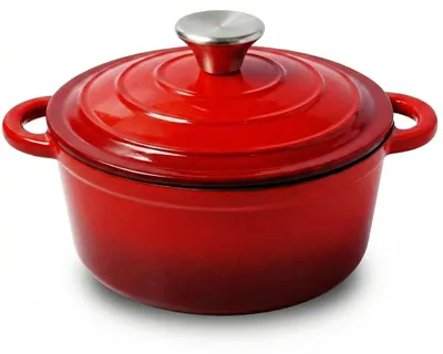 Image de Omgoods - Cocotte en fonte émaillée de 2 litres avec couvercle - Résistante à la chaleur du four jusqu'à 260°C