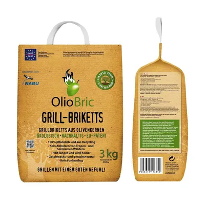 Produktbild von OlioBric Gourmet Grilovacie brikety Drevené uhlie z olivových výliskov 3000g