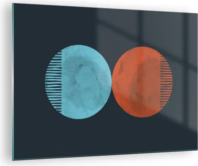 Produktbild von Bilder auf glas - Einteilig - Abstraktion Blau Rot - 70x50cm - Glasbilder - Wandbilder - Bilder - zum Aufhängen bereit - Wanddekoration aus Glas - Glas Bilder - Wandbild auf Glas - GAA70x50-4720