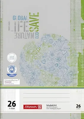 Produktbild von BRUNNEN Schulheft A4 Lineatur 26 16 Blatt Recyclingpapier 104412601