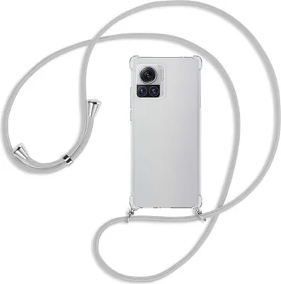 Produktbild von Handykette Backcover-Schutzhülle mit Band (Metall silberfarben) für Motorola Edge 30 Ultra, Moto X30 Pro - silbergrau