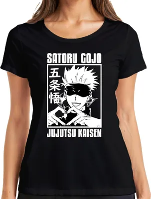 Produktbild von Satoru Gojo Jujutsu Kaisen Anime Fan Geschenk Augenbinde Herzhand Damen T-Shirt, Schwarz, M