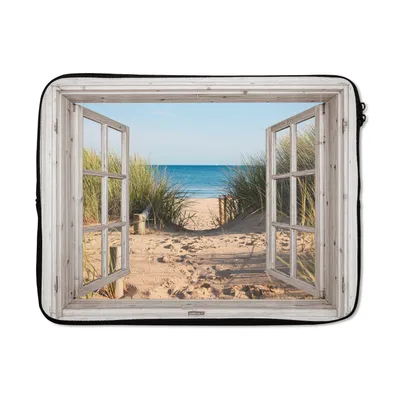 Produktbild von MuchoWow® Laptop Hülle 15 Zoll Durchblick - Strand - Meer - Dünen - Sand - Wasser - Hochgras Laptoptasche - Laptoptasche - Sleeve - Rundum-Schutz