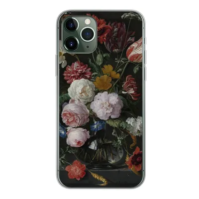 Produktbild von MuchoWow® Handyhülle Schutzhülle Hülle für iPhone 11 Pro Stilleben mit Blumen in einer Glasvase - Gemälde von Jan Davidsz. de Heem Silikon Softcase Handy Hülle - Handy