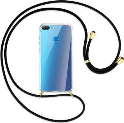 Produktbild von Handykette Backcover-Schutzhülle mit Band (Metall goldfarben) für Honor 9 Lite / 9 Youth Edition - schwarz