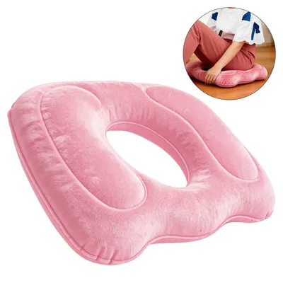 Produktbild von Orthopädisches Sitzkissen Aufblasbar – Hämorrhoiden Sitzring, Memory Foam Stuhlkissen für Bürostuhl & Rollstuhl, Komfortabel Langes Sitzen, Rosa 45×39 cm
