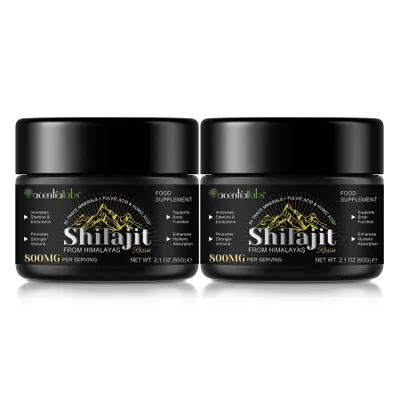 Image de Résine Shilajit Himalaya 100 % pure Mumijo 85+ minéraux Testée en laboratoireVegan, 2 x 60 g