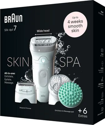 Zdjęcie produktu dla Braun Silk-épil 7 7-081, Biały, 40 pęset(y), MicroGrip, Depilacja, Łuszczenie się, Golenie, AC/Bateria, 100 - 240 V