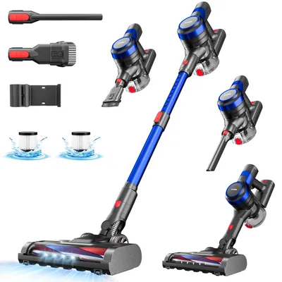 Produktbild von STANEW Kabelloser Stielstaubsauger, 350W Starke Saugkraft 35 kPa, Leicht 2.4 kg mit Abnehmbarem Akku & Wandhalterung, für Tierhaare, Auto, Sofa