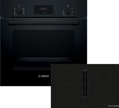 Produktbild von Bosch Einbau-Backofen-Set, HBF133BA1 + PVS811B16E, Einbau-Backofen, Kochfeld mit Dunstabzug (Induktion) HBD231FB80