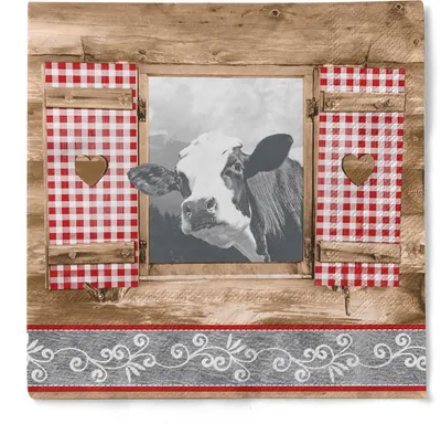 Produktbild von Tissue Serviette Almblick, 3-lagig, 33 x 33 cm, 1/8 Falz, 100 Stück - Mank