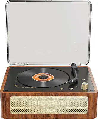 Produktbild von CD-Player aus Vintage-Holz, integrierter Hi-Fi-Stereolautsprecher, tragbarer BT-Player fuer zu Hause, wiederaufladbarer Desktop-Player mit Fernbedienung