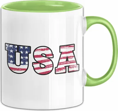 Produktbild von USA Flagge Tasse Geschenk Amerika Reisen Kaffee-Becher (Grün)