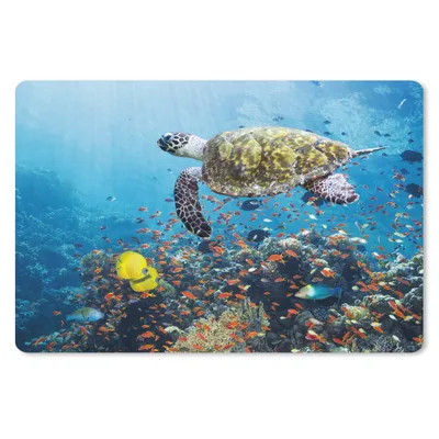 Produktbild von MuchoWow® Mauspad Mousepad Schildkröte am Korallenriff 27x18 cm - Mousepads - Maus Mat - Pad - Mausunterlage - Büroartikel - Desk Matten