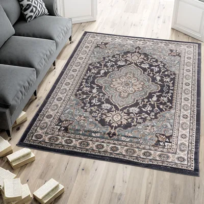 Produktbild von Teppich Orientteppich Klassik Orientalisch Muster - Wohnzimmer -k468d anthratice - Farbe: Schwarz, Grösse: 140 x 200 cm