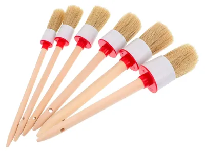 Produktbild von 6 Stück flexible Borstenpinsel mit Holzgriff für Lackierung, Autoreinigung und Haushalt