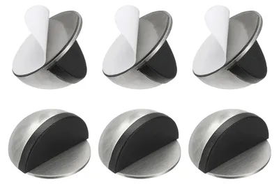 Türstopper-Set 6 Stück, selbstklebend, Edelstahl, Silber