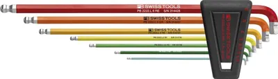 Produktbild von Swiss Tools Winkelschraubendreher- Satz im Kunststoffhalter 7-teilig1,5-6 90-100Grad Rainbow