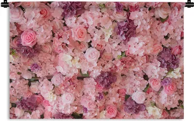 Produktbild von MuchoWow® Wandteppich Wandbehang Blumen - Rosa - Rosen 90x60 cm Tapisserie Dekoration Wandtuch - Wandskulpturen - Bildteppich