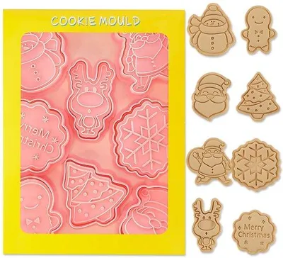Image de Lot de 8 emporte-pièces de Noël en 3D, pour enfants, pâtisserie à faire soi-même
