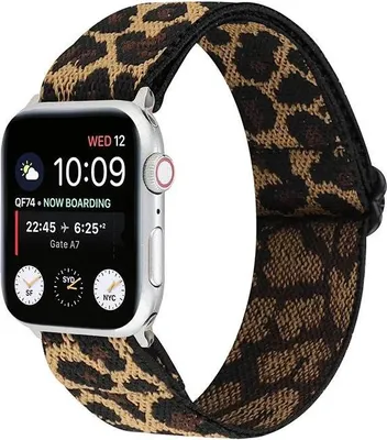 Produktbild von Strap-it Tribal Armband - passend für Apple WatchSeries 1/2/3/4/5/6/7/8/9/10/11/SE/Ultra (2) - leopard / leopard - elastisches Armband für iWatch Größe: 44mm / 45mm / 46mm / 49mm