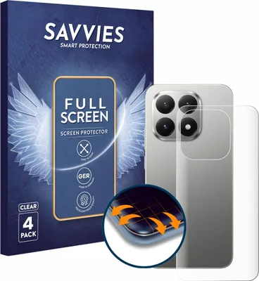 Produktbild von 4x Savvies Fullscreen Schutzfolie für Xiaomi 15T (Rückseite) Displayschutz Folie Fullcover Klar Transparent