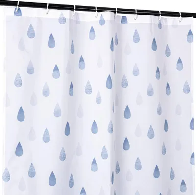Produktbild von Duschvorhang FASTY Tropfen Anti-Schimmel Polyester Badezimmervorhang Bad-Stoff 120x200cm Blau Robust