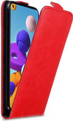 Produktbild von Cadorabo Hülle für Samsung Galaxy A21s Schutz Hülle in Rot Flip Etui Handyhülle Case Cover