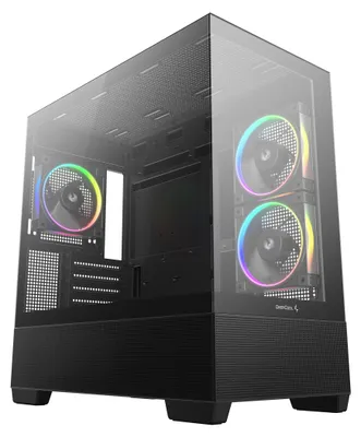 Produktbild von DeepCool CG380 3F, Midi Tower, PC, Schwarz, ITX, micro ATX, Acrylnitril-Butadien-Styrol (ABS), SPCC, Gehärtetes Glas, Multi
