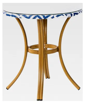 Produktbild von Runder Gartentisch aus Rattan in Blau und Weiß