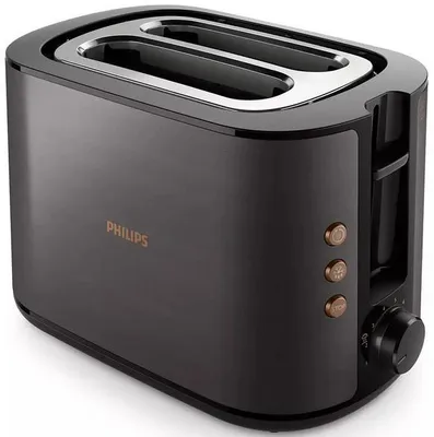 Zdjęcie produktu dla Philips Viva Collection HD2650/30 Toster — z dwiema szerokimi szczelinami, metalowy, 2 kaw., Metal, Przyciski, Obrotowy, 230 W, 50-60 V, 300 mm