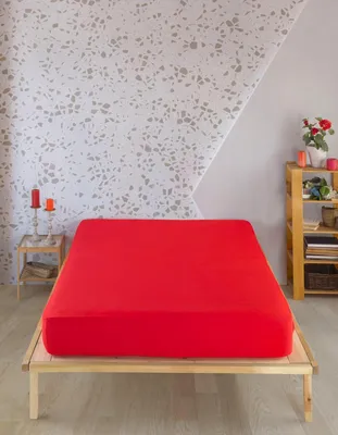Immagine prodotto di Lenzuola di alta qualità in jersey, 140x200 cm, rosse - Lenzuolo in cotone 100%, adatto a materassi da 140x200 cm con altezza fino a 35 cm, colore rosso