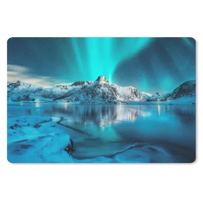 Produktbild von MuchoWow® Mauspad Mousepad Nordlicht - Eis - Schnee - Norwegen - Blau - Berge 27x18 cm - Mousepads - Maus Mat - Pad - Mausunterlage - Büroartikel - Desk Matten